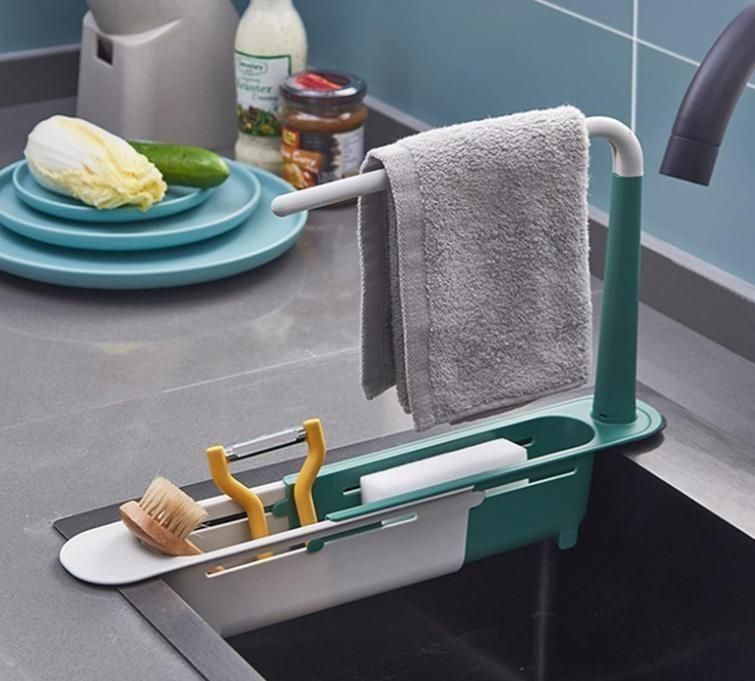 Telescopic 2-in-1 Kitchen Sink Storage Rack Holder