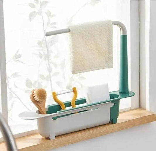 Telescopic 2-in-1 Kitchen Sink Storage Rack Holder